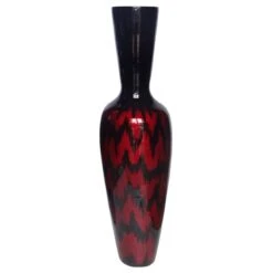 Red Spun Bamboo Floor Vase, 36"