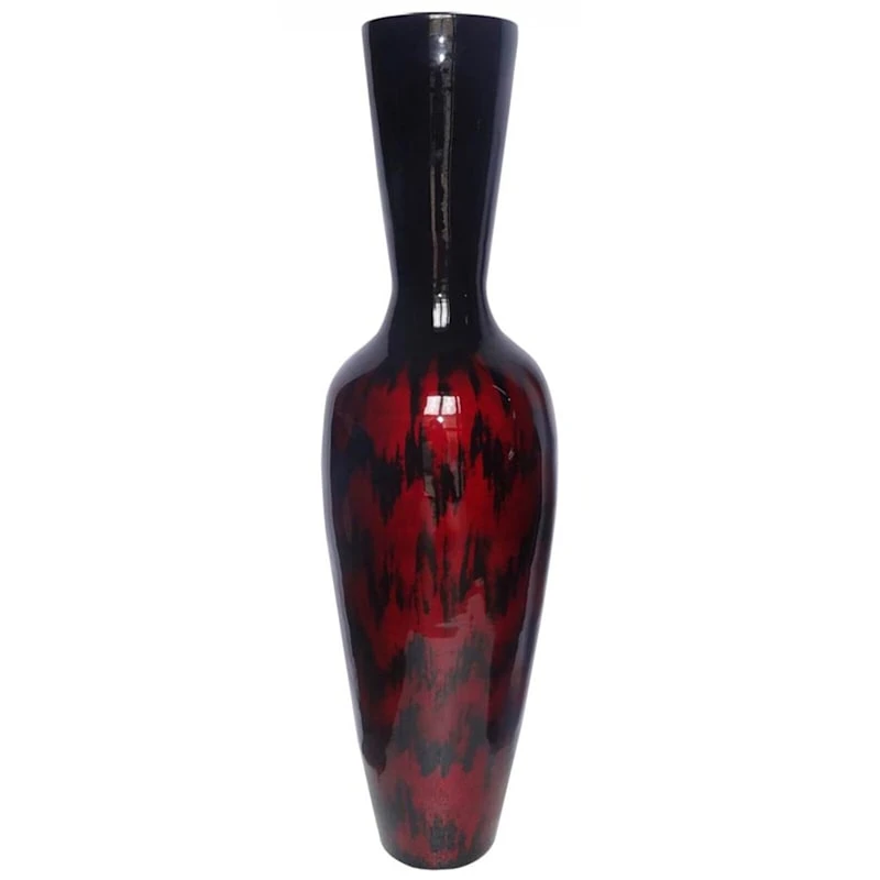 Red Spun Bamboo Floor Vase, 42" 1 Red Spun Bamboo Floor Vase, 42"