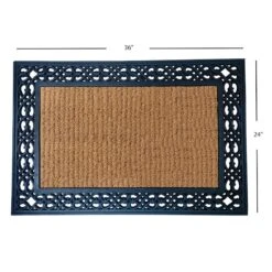 Ribbed Scroll Border Coir Mat, 18x30 -Home Decor Store ribbed scroll border coir mat 18x30 4