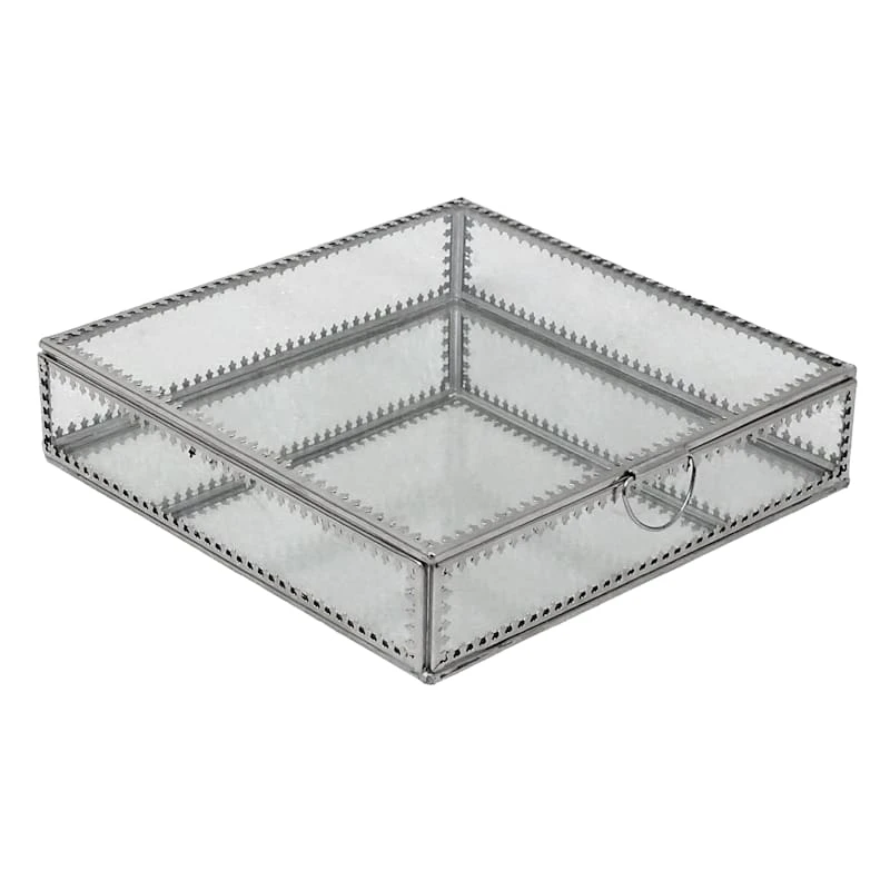 Silver Glass Box, 8" 1 Silver Glass Box, 8"