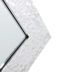 Silver Hexagon Textured Framed Wall Mirror, 24x58 8 Silver Hexagon Textured Framed Wall Mirror, 24x58 -Home Decor Store silver hexagon textured framed wall mirror 24x58 4