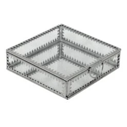 Silver Metallic Glass Box, 5"
