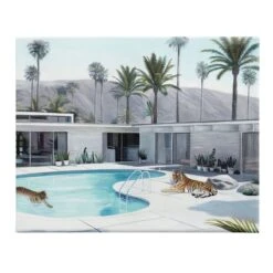 Tiger Pool & Palms Canvas Wall Art, 18x24