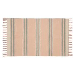 Tracey Boyd Morgan Pink Striped Accent Rug With Fringe, 27x45