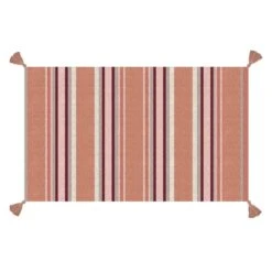 Tracey Boyd Multicolored Striped Accent Rug With Tassels, 27x45