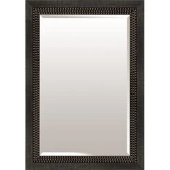 Triple Beaded Brushed Platinum Wall Mirror, 30x36