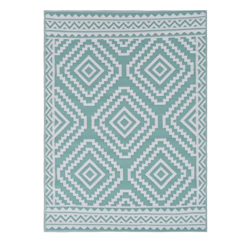 Turquoise Diamond Design Plastic Outdoor Area Rug, 5x7 1 Turquoise Diamond Design Plastic Outdoor Area Rug, 5x7