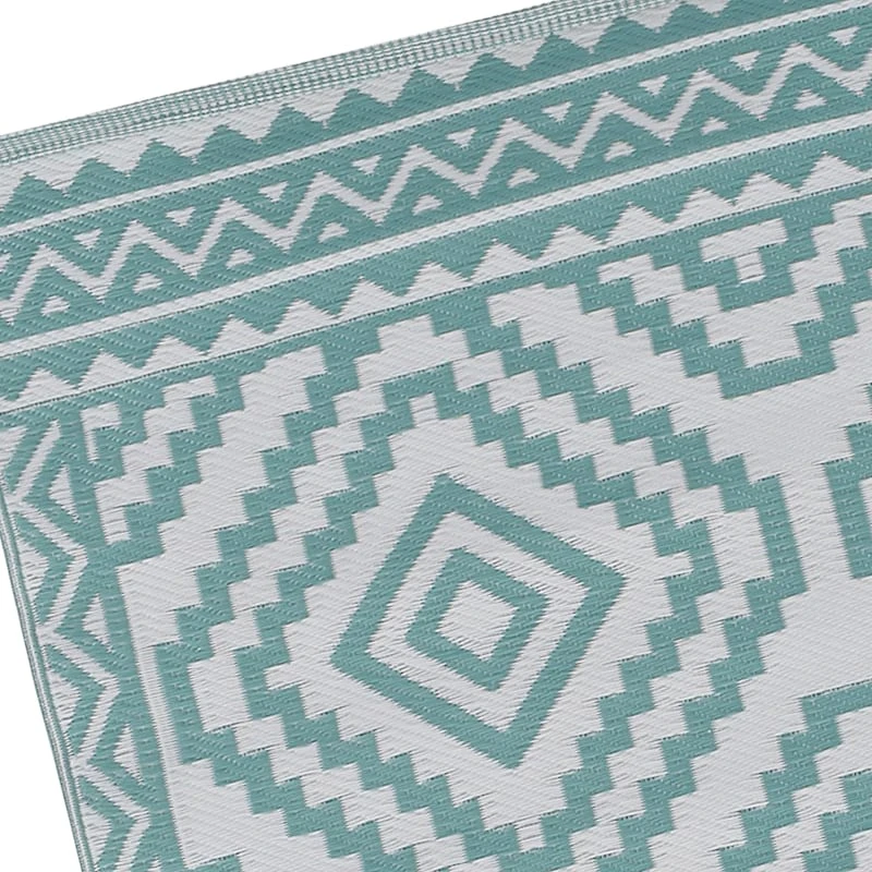 Turquoise Diamond Design Plastic Outdoor Area Rug, 5x7 6 Turquoise Diamond Design Plastic Outdoor Area Rug, 5x7 - Image 6