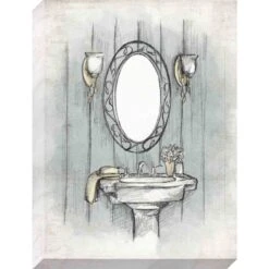 Vintage Sink Sketch Textured Canvas Wall Art, 12x16