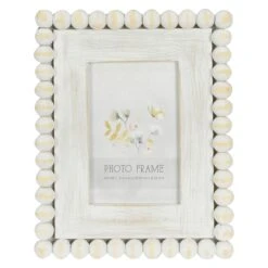 White Beaded Tabletop Photo Frame, 4x6