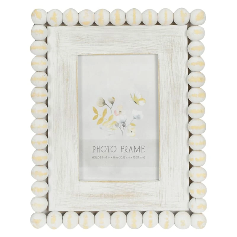 White Beaded Tabletop Photo Frame, 4x6 1 White Beaded Tabletop Photo Frame, 4x6