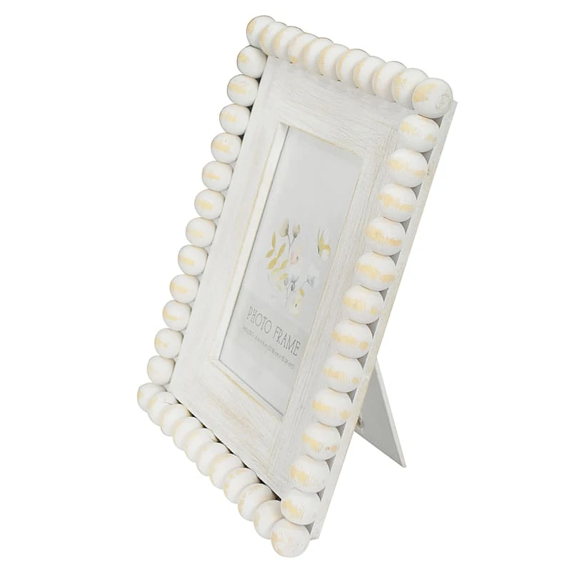 White Beaded Tabletop Photo Frame, 4x6 2 White Beaded Tabletop Photo Frame, 4x6 - Image 2