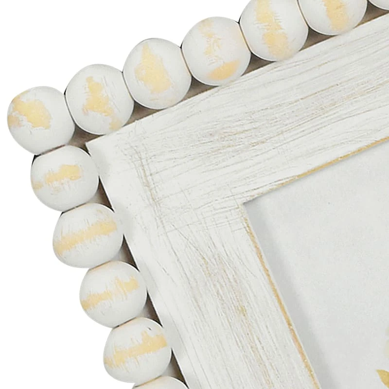 White Beaded Tabletop Photo Frame, 4x6 3 White Beaded Tabletop Photo Frame, 4x6 - Image 3