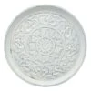 White Carved Faux Wood Tray, 18"