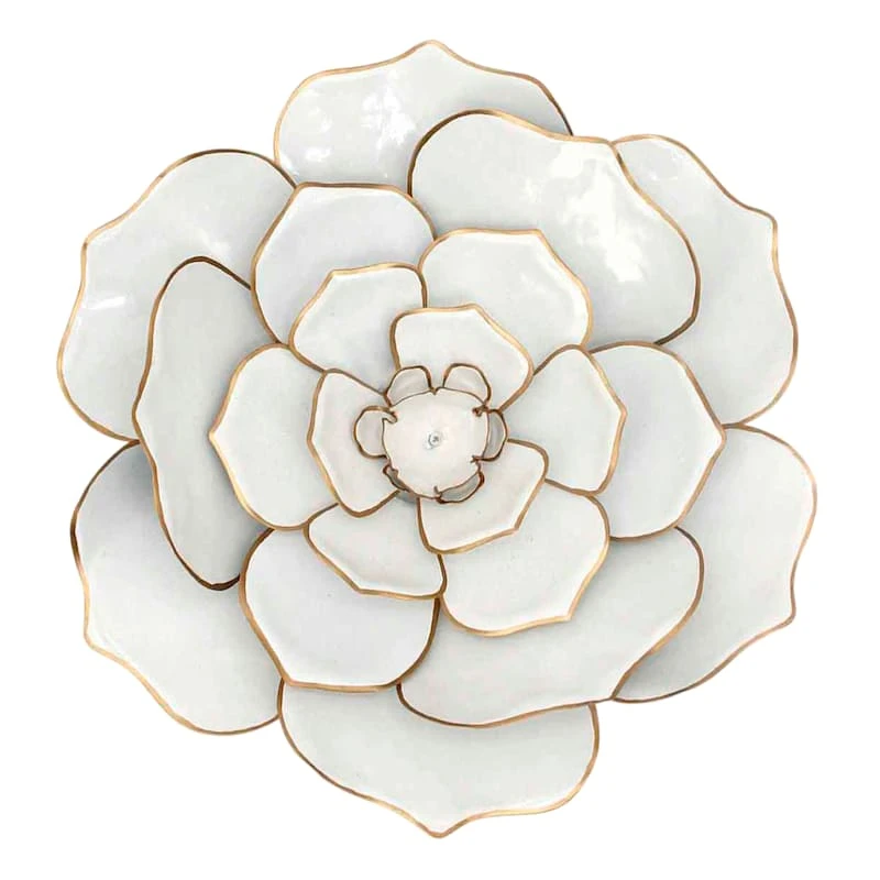 White Metal Wall Flower, 16.5" 1 White Metal Wall Flower, 16.5"