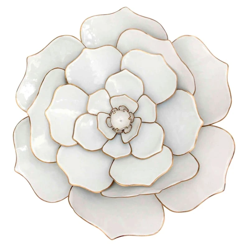 White Metal Wall Flower Wall Decor, 24" 1 White Metal Wall Flower Wall Decor, 24"