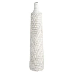 White Patterned Bottle Floor Vase, 36"