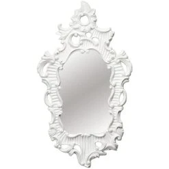 White Rockglam Polyurethane Framed Glossy Wall Mirror, 35x60