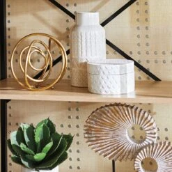 White Round Decorative Box, 6" -Home Decor Store white round decorative box 6 3