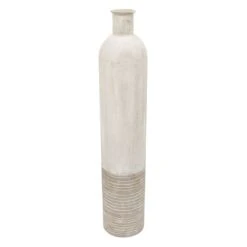 White Taupe Metal Floor Vase, 36"