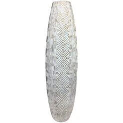 White Washed Tribal Floor Vase, 34"
