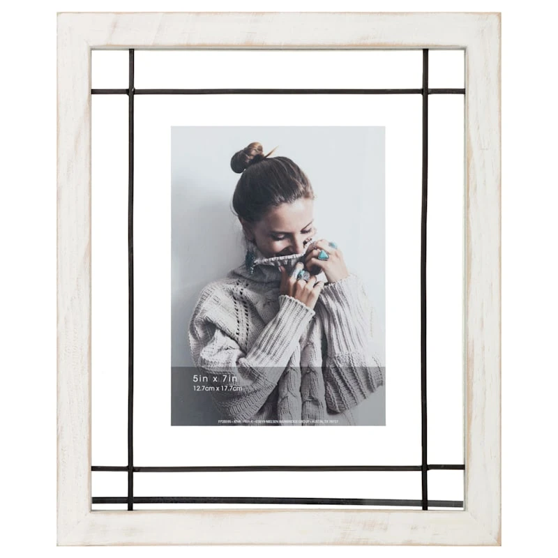 White With Black Wire Floating Wall Frame, 5x7 1 White With Black Wire Floating Wall Frame, 5x7