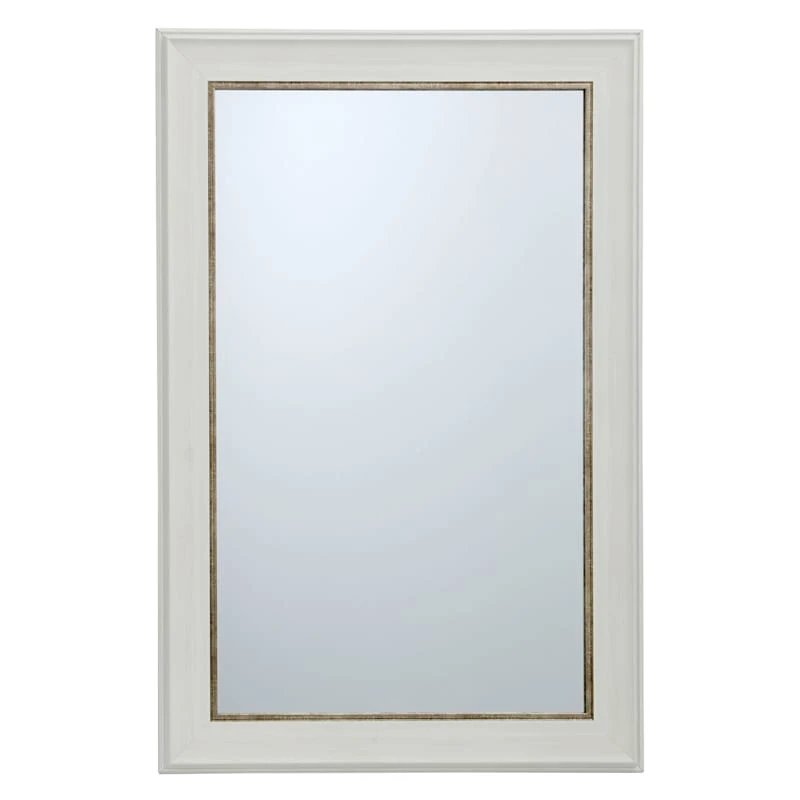 White With Gold Framed Wall Mirror, 24x36 1 White With Gold Framed Wall Mirror, 24x36