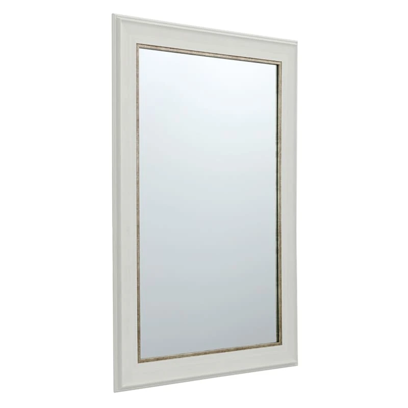 White With Gold Framed Wall Mirror, 24x36 2 White With Gold Framed Wall Mirror, 24x36 - Image 2