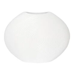 White Wooden Round Floor Vase, 18"