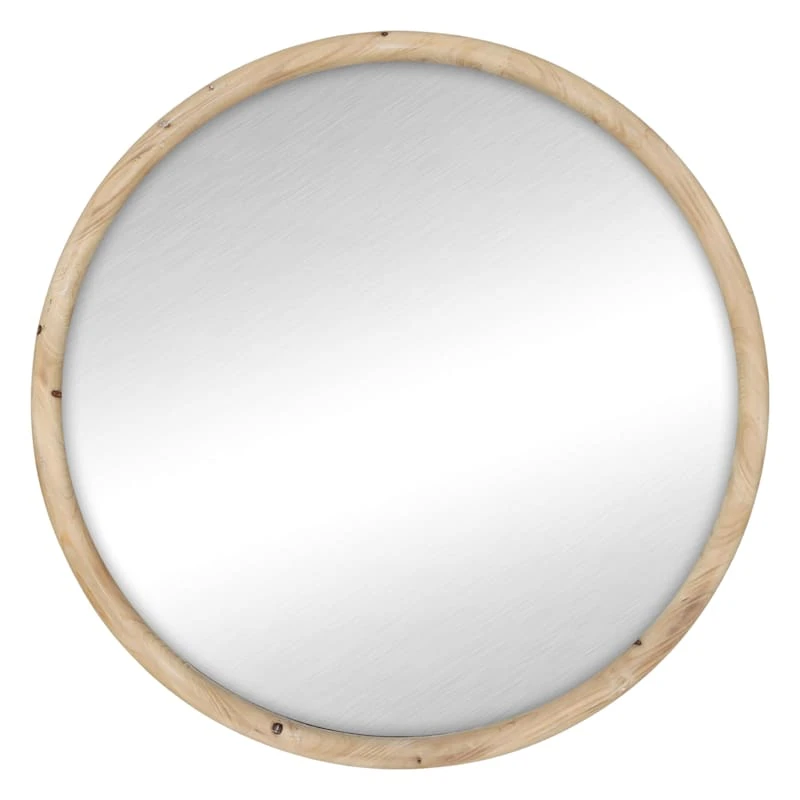 Wood Framed Round Wall Mirror, 30" 1 Wood Framed Round Wall Mirror, 30"
